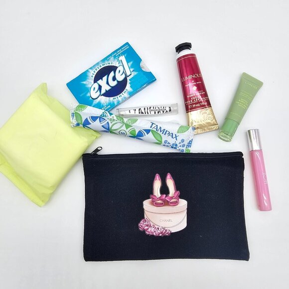 Canvas Toiletry/Makeup Bag, Feminine Pouch, Travel Bag - New - - Picture 2 of 9